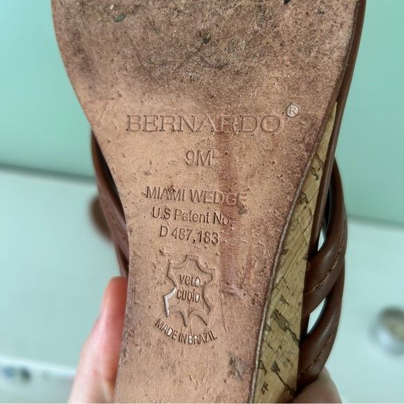 Bernardo Miami Brown Leather Strappy Knotted Sandals with Mini Heel - Picture 7 of 8